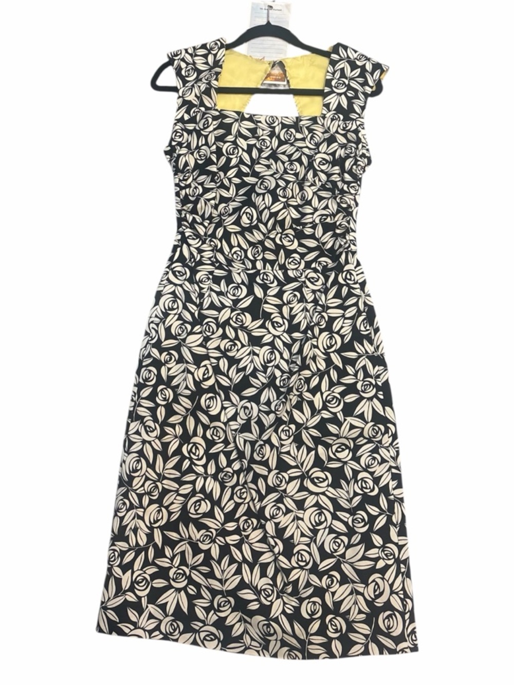 Donna Ricco Black and Cream Floral Midi Dress